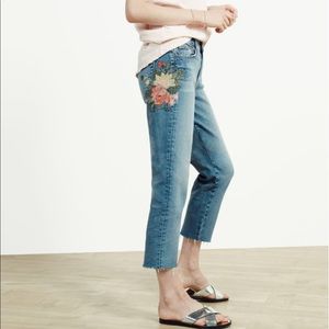 Joe’s Jeans The Debbie High Rise‎ Straight Crop Floral Embroidered Size 25 NWT
